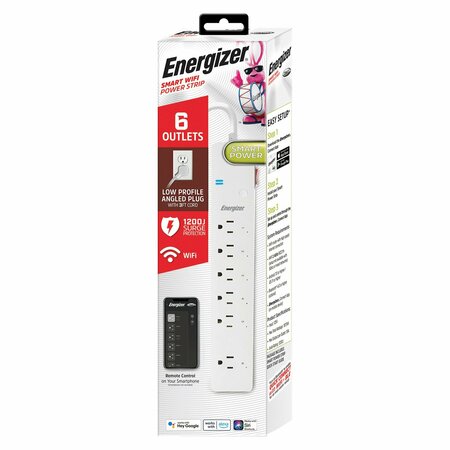 ENERGIZER Smart Wi-Fi 6-Outlet Surge Protector, 6-Ft. Cord Length EIS3-1004-WHT